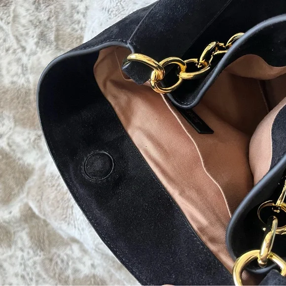 J. Crew Suede Berkeley Bag in black with Gold Chain